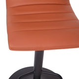 English Elm Modern Cognac Vinyl Adjustable Bar Stool with Back, Swivel Stool with Black Pedestal Base and Footrest