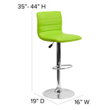 English Elm Vincent Modern Vinyl Adjustable Bar Stool with Back, Swivel Stool with Chrome Pedestal Base and Footrest