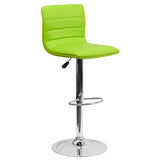 English Elm Vincent Modern Vinyl Adjustable Bar Stool with Back, Swivel Stool with Chrome Pedestal Base and Footrest