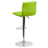 English Elm Vincent Modern Vinyl Adjustable Bar Stool with Back, Swivel Stool with Chrome Pedestal Base and Footrest