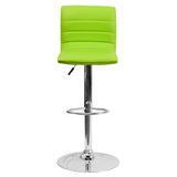 English Elm Vincent Modern Vinyl Adjustable Bar Stool with Back, Swivel Stool with Chrome Pedestal Base and Footrest