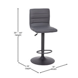 English Elm Modern Vinyl Adjustable Bar Stool with Back, Swivel Stool with Black Pedestal Base and Footrest