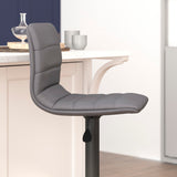 English Elm Modern Vinyl Adjustable Bar Stool with Back, Swivel Stool with Black Pedestal Base and Footrest