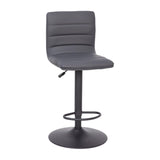 English Elm Modern Vinyl Adjustable Bar Stool with Back, Swivel Stool with Black Pedestal Base and Footrest