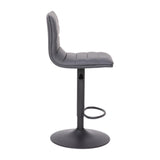 English Elm Modern Vinyl Adjustable Bar Stool with Back, Swivel Stool with Black Pedestal Base and Footrest