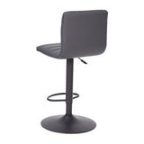 English Elm Modern Vinyl Adjustable Bar Stool with Back, Swivel Stool with Black Pedestal Base and Footrest