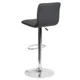 English Elm Vincent Modern Vinyl Adjustable Bar Stool with Back, Swivel Stool with Chrome Pedestal Base and Footrest