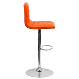 English Elm Vincent Modern Vinyl Adjustable Bar Stool with Back, Swivel Stool with Chrome Pedestal Base and Footrest