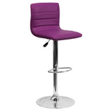 English Elm Vincent Modern Vinyl Adjustable Bar Stool with Back, Swivel Stool with Chrome Pedestal Base and Footrest