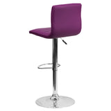 English Elm Vincent Modern Vinyl Adjustable Bar Stool with Back, Swivel Stool with Chrome Pedestal Base and Footrest