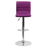 English Elm Vincent Modern Vinyl Adjustable Bar Stool with Back, Swivel Stool with Chrome Pedestal Base and Footrest