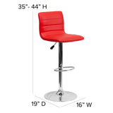 English Elm Vincent Modern Vinyl Adjustable Bar Stool with Back, Swivel Stool with Chrome Pedestal Base and Footrest