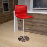 English Elm Vincent Modern Vinyl Adjustable Bar Stool with Back, Swivel Stool with Chrome Pedestal Base and Footrest