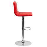 English Elm Vincent Modern Vinyl Adjustable Bar Stool with Back, Swivel Stool with Chrome Pedestal Base and Footrest