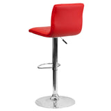 English Elm Vincent Modern Vinyl Adjustable Bar Stool with Back, Swivel Stool with Chrome Pedestal Base and Footrest