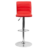 English Elm Vincent Modern Vinyl Adjustable Bar Stool with Back, Swivel Stool with Chrome Pedestal Base and Footrest