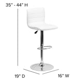 English Elm Vincent Modern Vinyl Adjustable Bar Stool with Back, Swivel Stool with Chrome Pedestal Base and Footrest