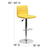 English Elm Vincent Modern Vinyl Adjustable Bar Stool with Back, Swivel Stool with Chrome Pedestal Base and Footrest