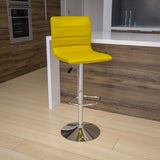 English Elm Vincent Modern Vinyl Adjustable Bar Stool with Back, Swivel Stool with Chrome Pedestal Base and Footrest