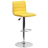 English Elm Vincent Modern Vinyl Adjustable Bar Stool with Back, Swivel Stool with Chrome Pedestal Base and Footrest