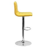 English Elm Vincent Modern Vinyl Adjustable Bar Stool with Back, Swivel Stool with Chrome Pedestal Base and Footrest