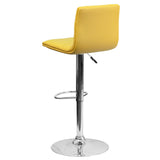 English Elm Vincent Modern Vinyl Adjustable Bar Stool with Back, Swivel Stool with Chrome Pedestal Base and Footrest