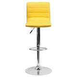 English Elm Vincent Modern Vinyl Adjustable Bar Stool with Back, Swivel Stool with Chrome Pedestal Base and Footrest