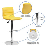 English Elm Vincent Modern Vinyl Adjustable Bar Stool with Back, Swivel Stool with Chrome Pedestal Base and Footrest