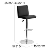 English Elm Contemporary Vinyl Adjustable Height Barstool with Panel Back and Chrome Base