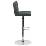 English Elm Contemporary Vinyl Adjustable Height Barstool with Panel Back and Chrome Base