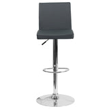 English Elm Contemporary Vinyl Adjustable Height Barstool with Panel Back and Chrome Base