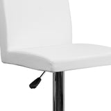 English Elm Contemporary Vinyl Adjustable Height Barstool with Panel Back and Chrome Base