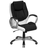 English Elm Commercial Grade Mid-Back LeatherSoft Executive Swivel Office Chair with Arms