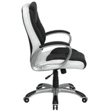 English Elm Commercial Grade Mid-Back LeatherSoft Executive Swivel Office Chair with Arms