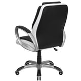 English Elm Commercial Grade Mid-Back LeatherSoft Executive Swivel Office Chair with Arms