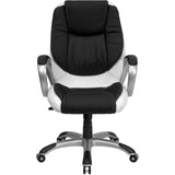 English Elm Commercial Grade Mid-Back LeatherSoft Executive Swivel Office Chair with Arms