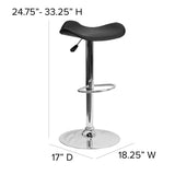 English Elm Contemporary Vinyl Adjustable Height Barstool with Wavy Seat and Chrome Base