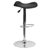 English Elm Contemporary Vinyl Adjustable Height Barstool with Wavy Seat and Chrome Base