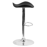 English Elm Contemporary Vinyl Adjustable Height Barstool with Wavy Seat and Chrome Base