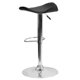 English Elm Contemporary Vinyl Adjustable Height Barstool with Wavy Seat and Chrome Base