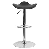 English Elm Contemporary Vinyl Adjustable Height Barstool with Wavy Seat and Chrome Base