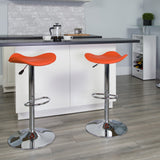 English Elm Contemporary Vinyl Adjustable Height Barstool with Wavy Seat and Chrome Base