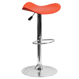 English Elm Contemporary Vinyl Adjustable Height Barstool with Wavy Seat and Chrome Base