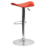 English Elm Contemporary Vinyl Adjustable Height Barstool with Wavy Seat and Chrome Base