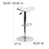 English Elm Contemporary Vinyl Adjustable Height Barstool with Wavy Seat and Chrome Base