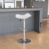 English Elm Contemporary Vinyl Adjustable Height Barstool with Wavy Seat and Chrome Base