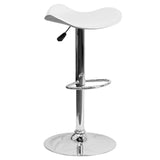 English Elm Contemporary Vinyl Adjustable Height Barstool with Wavy Seat and Chrome Base