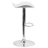 English Elm Contemporary Vinyl Adjustable Height Barstool with Wavy Seat and Chrome Base