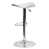 English Elm Contemporary Vinyl Adjustable Height Barstool with Wavy Seat and Chrome Base