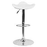 English Elm Contemporary Vinyl Adjustable Height Barstool with Wavy Seat and Chrome Base